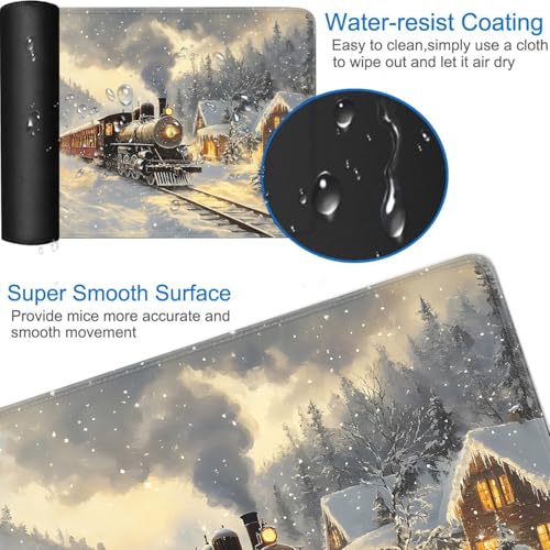 for MTG Game Playmat - 24 x 14 inches with Dices and Storage Bags, Non-Slip Base for TCG and Board Game Card Mats, Trading Card Games Mat, Train in The Snow Pattern Collectible Card Playmats - color: Jv-playmat-p7-1-h228