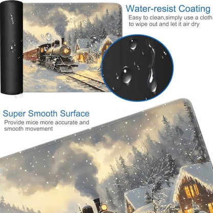 for MTG Game Playmat - 24 x 14 inches with Dices and Storage Bags, Non-Slip Base for TCG and Board Game Card Mats, Trading Card Games Mat, Train in The Snow Pattern Collectible Card Playmats - color: Jv-playmat-p7-1-h228