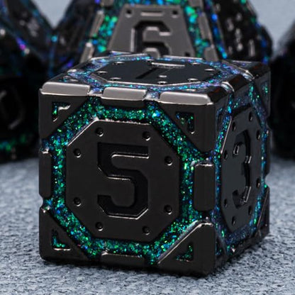 DND Metal Dice Set, Polyhedral Dice Set for RPG D&D Dice with Cracks Dungeons and Dragons Dice Set for RPG TTRPG D&D Die with Gift Case(Black Nickel Dark Green) - color: Black Nickel Dark Green
