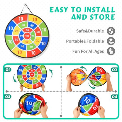 Redllo 58PCS Carnival Games Combo Set, Dart Board Knock Down Can Bean Bag Toss Game Party Indoor Outdoor Birthday Party Fall Festival Field Day for Kids Adults Yard Plastic Cones Outside Games