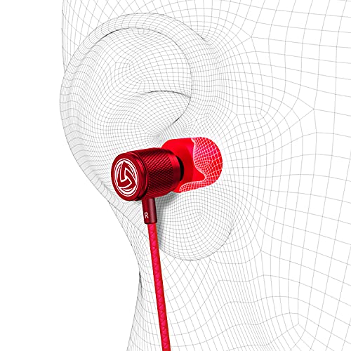 LUDOS Ultra Wired Earbuds in-Ear Headphones, 5 Years Warranty, Earphones with Microphone, Noise Isolating Ear Buds, Memory Foam for iPhone, Samsung, School Students, Kids, Women, Small Ears - Red - color: Red, style: 3.5 mm