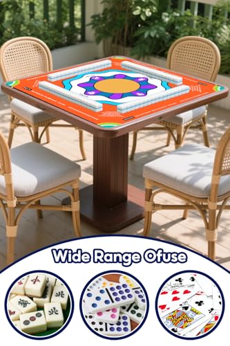 Mahjong Mat with Rule, 31.5x31.5Inch American Mahjongg Table Mat (Orange) | Anti-Wrinkle&Foldable Neoprene Mahjongg Travel Mat for Table with Learning Rule, Anti-Slip Noise Reduction Includes Carry Bag - color: Orange