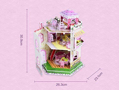 Rooftop Romance 3D Puzzle Dollhouse for Girls - Easy to Assemble 3-D Miniature Doll House Building Kit with LED Light for Kids - Educational Paper Jigsaw Puzzles - Perfect Craft Toys Gift - 101 Pcs - style: Daily