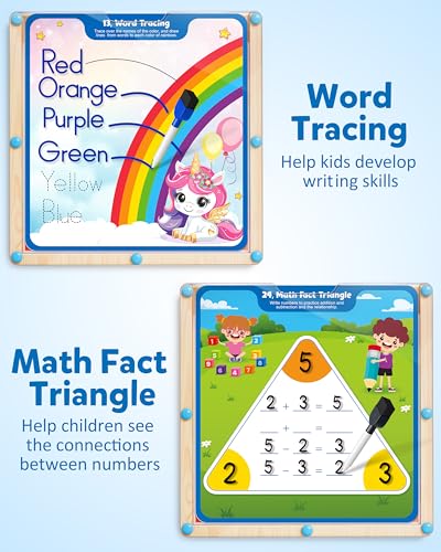 Coogam Handwriting Hundred Board, Wooden Montessori Math Manipulative | 1-100 Counting Toy, Alphabet Writing Practice, Preschool Learning, Fine Motor Skills Game for Kids 3-8 with Storage Bag