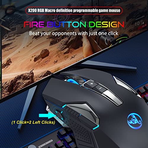 Wired Gaming Mouse with ro Programming Ergonomic Design for Gamers and Office Workers 4 Gear Adjustable DPI Colorful Lighting Effects 8 Programmable Keys