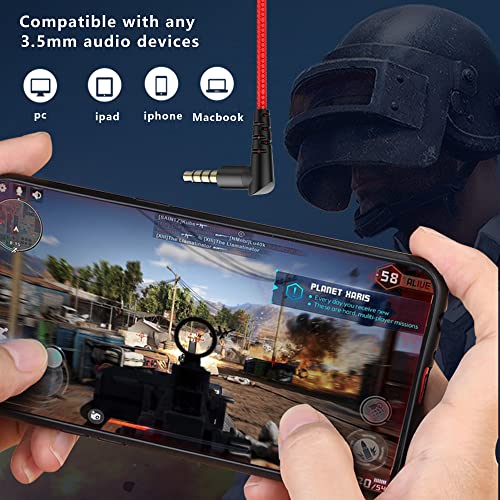 KASOTT SoundMaster Pro V1 - Gaming Earphones with Dual Audio Drivers,Battle Buds,in-Line Mic with Mute and Volume Control, Compatible with Xbox Series,Xbox One,PS5,PS4,Switch,Pc with 3.5mm Aux - color: Flaming Red