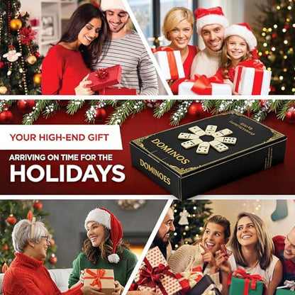 MeetYr Life Dominos Set for Adults 28 Dominos with 4 Wooden Trays 1 Storage Bag, Double 6 Dominoes Travel Case Game for Family & Parties (D6-White)