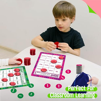 SpriteGru Sight Word Bingo Game, 120 Sight Words Learn to Read Level 3 & Level 4 Bingo Board Game Dolch's & Fry's Words Lists for Kindergarten and Preschool Kids 5+, Perfect for Classroom & At Home - style: Sight Word Bingo Game Level 3-4
