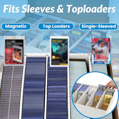 4-Pack Toploder Trading Card Storage Box,12000Count,Bulk Box For Card With Dividers&Labels,Card Storage Box for TCG/Magic/Mtg Basketball Cards, Collectible Trading Card Boxes - style: 5 Row-4 pack