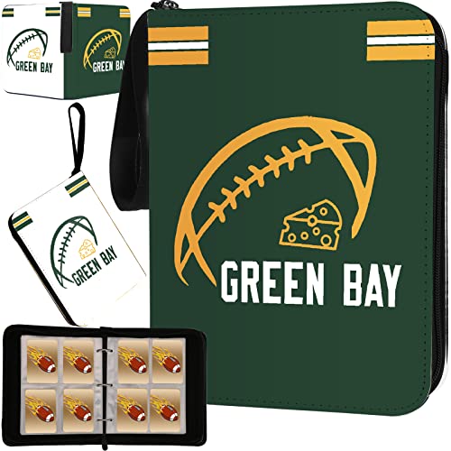 Football Card Binder with Sleeves 400 Pocket, Green Bay Football Card Holder for Trading Cards Sports Card 3 Ring Binder Folder Football Collector Album Storage Book Case Kids Boys Girls Gift - color: Green, size: 400