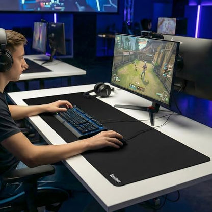 Senetem XL Large Mouse Pad, Ultra-Smooth Gaming Mousepad, Non-Slip Rubber Base, Washable Surface Fits Wired & Wireless Mouse – Big & Long Keyboard Computer Black Mat for Desk, 31.5x11.8 in - size: 31.5L x 11.8W inches
