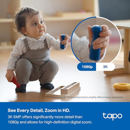 Tapo 3K 5MP Indoor Security Camera for Baby Monitor, Pet Camera w/Smart Motion Tracking, 360° Pan/Tilt, IR Night Vision for Home Security, Works w/Alexa & Google, RoomCam 3K 360° - style: 3K 5MP