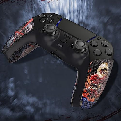 eXtremeRate PlayVital Anti-Skid Sweat-Absorbent Controller Grip for PS5, Professional Textured Soft Rubber Pads Handle Grips - Ghost of Samurai - color: Ghost of Samurai