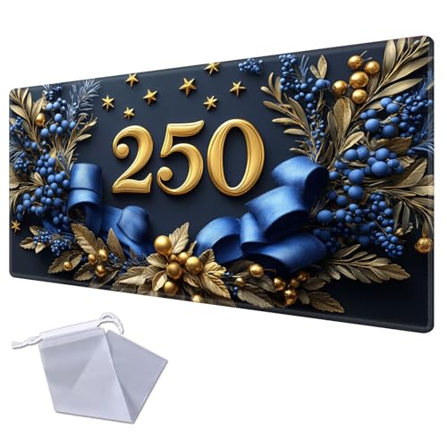 Gold 250th Anniversary Mat for TCG Playmat - USA 250th Anniversary Commemorative Edition, 1776-2026 Patriotic Card Game Mat, Anti-Slip Desk Pad Large Gaming Playmat Compatible with MTG - color: Gold 250th Anniversary, size: 35" x 20" Regular