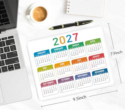 2027 White Calendar Mouse Pad, Suitable for Office and Gaming Mouse Pads | High Density Smooth Surface, Anti Slip Rubber Bottom Stable And Not Displaced, Exquisite Lock Edge Wear-Resistant And Durable - color: White Calendar
