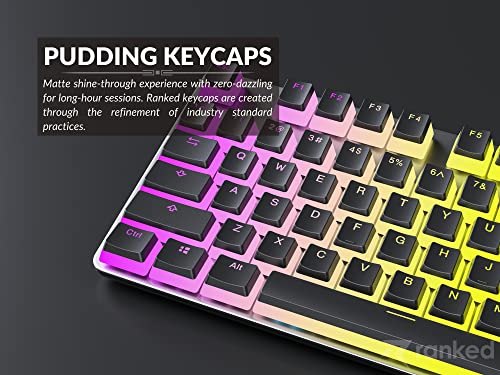 Ranked Pudding v2 PBT Keycaps | 145 Double Shot Translucent ANSI US & ISO Layout | OEM Profile for Full Size, TKL, 75%, 65% and 60% RGB Mechanical Gaming Keyboard (Black) - color: Black