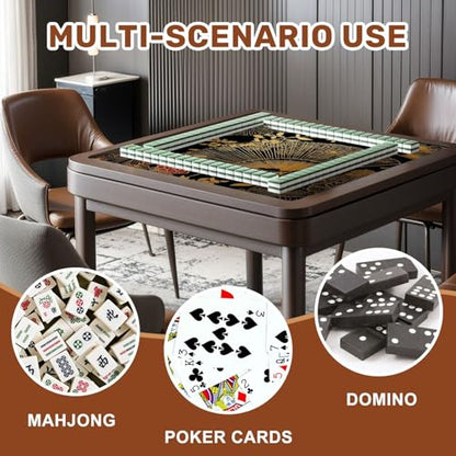 Mahjong Mat 31.5" x 31.5" Fan Flower Unbrella Japanese Chinese Seamless Design Gold Black Non-Slip Noise Reduction Mahjong Tiles Table Cover for Dominoes Poker Card Board and Tile Games - color: Color2