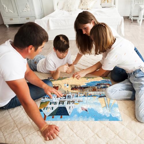 Jigsaw Puzzles 300 Pieces for Adults White Villa Puzzle 300 Pieces Adult Puzzles Games for Kids Ages 8-10 10-12 Recycled Cardboard Puzzle Pieces Family Challenging Game 20.5x15IN - style: White Villa