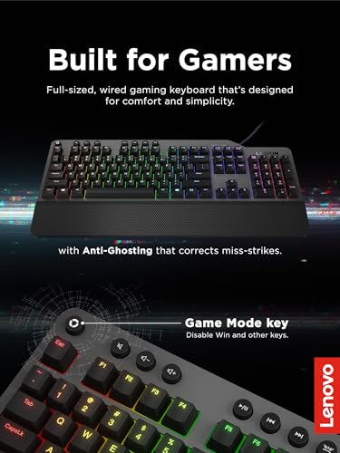 Lenovo GY40T26478 Legion K500 RGB Mechanical Gaming Keyboard, 3 ZONE Full-size Keyboard, 7 user Programmable Hot Keys; 16.8 Million Colors, 50 Million-Click Red Mechanical Keys, Detachable Palm Rest - style: K500 Keyboard