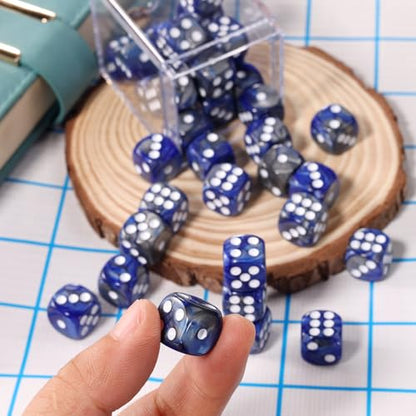 36 Pieces 12mm 6 Sided Mini Dice Set,Two Colours D6 Game Dice Set,6 Sided Standard Game Dice for Board Games Dice Games Classroom Teaching Dices Game, with Portable Gaming Box(Dark Blue&Black) - color: D6-dark Blue & Black