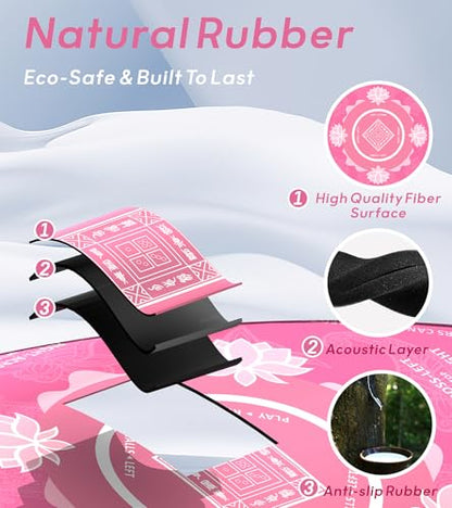 Mahjong Mat for Table, American Mahjong Mat(Pink) | 31.5" x 31.5",Anti-Slip, Noise-Reducing Gaming Mat for Mahjong/Poker/Board Games/Card Games/Dominoes - color: Pink