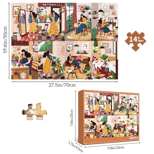 1000 Piece Puzzles for Adults,Relaxing Day Jigsaw Puzzle 1000 Pieces for Adults Seniors,Challenging Family Games Holiday Party Gifts -1:1 Poster Interlock Perfectly Letter on Back - color: Relaxing Day