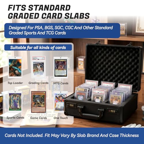 3-Row Graded Card Storage Box with Coded Lock | Spring-Loaded Pushers | Removable EVA Boards | For PSA BGS SGC CGC Slabs - size: 3 Raw