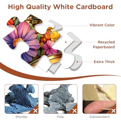 Adult Puzzles 300 Pieces, Hummingbird Floral Jigsaw Puzzles for Kids Adults Seniors 300 Pieces, Glossy Sturdy Vibrant Puzzle 300 Piece, Challenging Puzzle Great Gift for Family Friends - style: Hummingbird