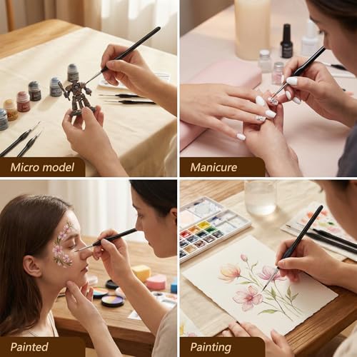 11-Piece Detail Paint Brushes Set, Triangular Grip Fine Tip Brushes, Small Paint Brush for Watercolor, Acrylic, Oil, Face, Model, Nail Art, Miniature Painting, Synthetic Bristles