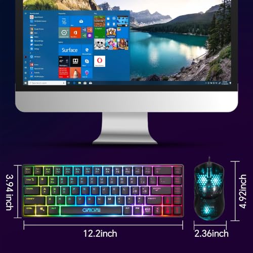 CHONCHOW 60% Gaming Keyboard and Mouse Combo,68 Keys Wired LED RGB Backlit | Gaming Keyboard and RGB Backlit Mouse, Small Light up Keyboard for PC Xbox PS4 (Black) - color: Black