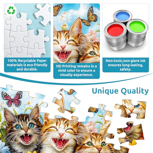 3 Packs 48 Large Piece Puzzle for Seniors,Dementia Alzheimer's Products Activities for Elderly Adults,Alzheimer’s Puzzle Memory Cognitive Games Easy Jigsaw Puzzle Gifts（Cats） - style: 48 Large Pieces Cats