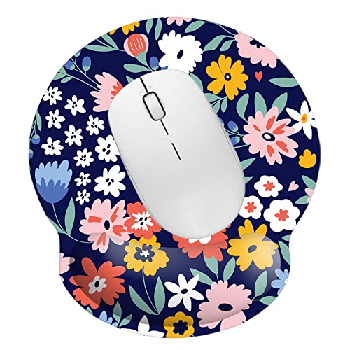 Memory Foam Wrist Support Mouse Pad Comfortable Padded Wrist Mousepads 9in X10in Desktop Notebook Mouse Mat (Vibrant Flower Foam) - color: Vibrant Flower Foam