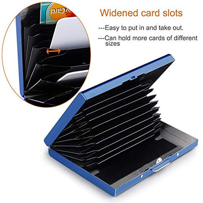 RFID Credit Card Holder Protector Metal Credit Card Wallet Business Card Holder for Men Women Gift Box Package (Blue) - color: 01 Blue