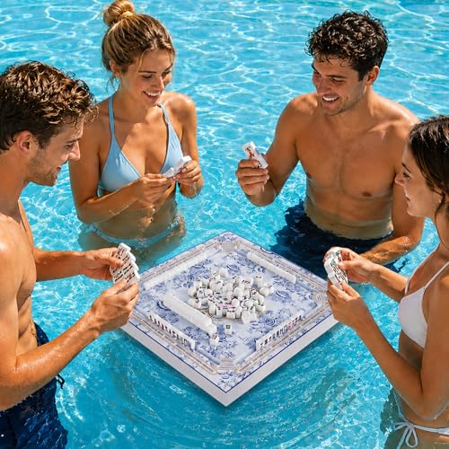 19x19 Inches Mahjong Floating Game Table for Pool Adults Pool Games Tray for Mahjong Card Games Dominoes Poker Floater Tables for Indoor Outdoor Swimming Pool Hot Tub Lake(Blue) - color: Blue