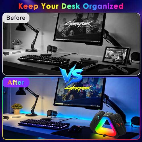 Switch 2 Controller Charging Dock RGB Light for 4 Joy-Cons | Ergonomic magnetic station offers fast USB-C charging with vivid RGB lighting effects