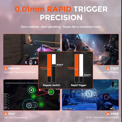 DAREU COOL60 60% Hall Effect Gaming Keyboard with Magnetic Switch, SOCD, 0.01mm Actuation Adjustable Rapid Trigger,8000 Hz Polling, Frosted Transparent Keycaps, Hot-swap, RGB Backlit - color: Pink