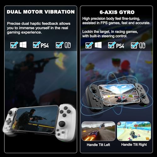 arVin Wireless Game Controller for iPhone 15/15 Plus/15 Pro/15 Pro Max/14/13/12/iPad/Android/Samsung Galaxy 23/22/21/Tablet/Switch/PS4/PC Gamepad with Hall Effect Joystick/Turbo/6-Axis Gyro/Vibration - color: Yellow&Blue, size: Standard Version(D6)