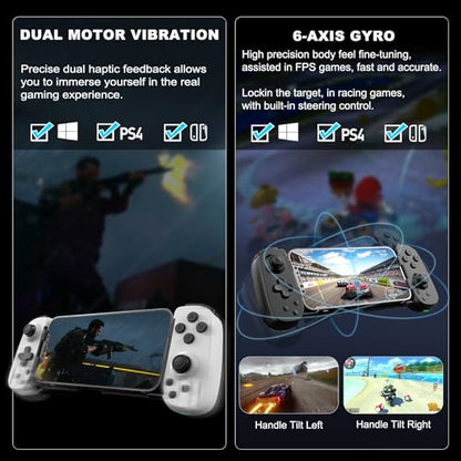 arVin Wireless Game Controller for iPhone 15/15 Plus/15 Pro/15 Pro Max/14/13/12/iPad/Android/Samsung Galaxy 23/22/21/Tablet/Switch/PS4/PC Gamepad with Hall Effect Joystick/Turbo/6-Axis Gyro/Vibration - color: Yellow&Blue, size: Standard Version(D6)