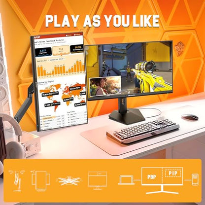 SANSUI Gaming Monitor 27 inch 1440p 200Hz 180Hz, WQHD Fast IPS 1ms Computer Monitor, FreeSync Premium | Brightness 400Nits | 130% sRGB | 10Bits | HDR | ErgoStand | VESA Mount | 2×DP 1.2 & 2×HDMI - size: 27.00001