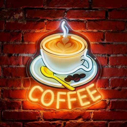 LED Coffee Neon Signs Light Up Cafe Cup Sign for Coffee Snack Bar Corner Station Kitchen Business Shop Store Window Wall Art Decor Gifts Ideas, Dimmable & USB Power - color: Coffee