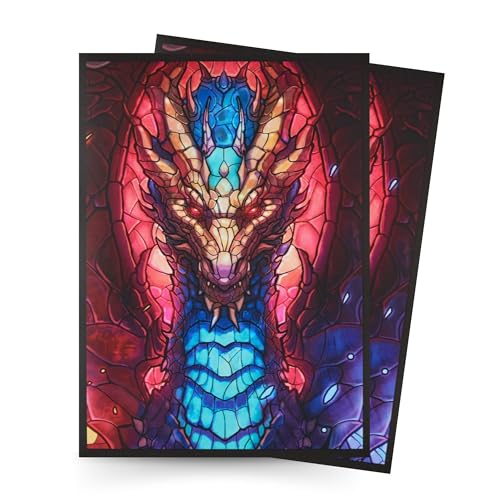 Card Sleeves – 100 Count | Ultra-Durable Matte Art Card Sleeves for Intense Shuffling | Premium Fit | Standard Size Wear-Resistant Sleeve - color: Fire & Ice Dragon