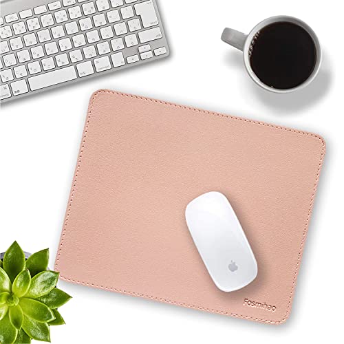 Leather Mouse Pad - Wood Mouse Pad, Double Side Mouse Pad with Stitched Edge, Waterproof Ultra Thin Mouse Pad for Computers, Laptop, Office & Home, 10.2 x 8.3 Inch, 1 Pack (Pink) - color: Pink
