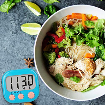 2 Pack Kitchen Timers Loud Ring Digital Timers for Cooking Magnetic Blue - color: Blue