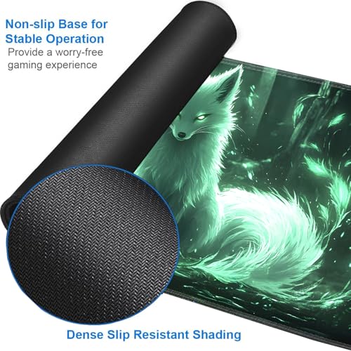 for MTG Game Playmat - 24 x 14 inches with Dices and Storage Bags, Non-Slip Base for TCG and Board Game Card Mats, Trading Card Games Mat, Enchanted Glowing Fox Pattern Collectible Card Playmats - color: Jv-playmat-p7-1-d117