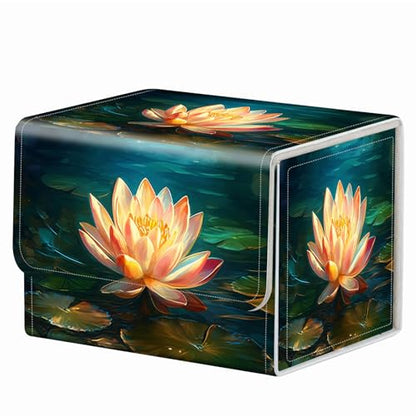 Strong Magnet MTG Playing Card Case Cover Commander Deck Box Creative Pattern Trading Card Storage Box for Collectible Games,A Lotus Flower In The Water Butterfly - color: A Lotus Flower In The Water