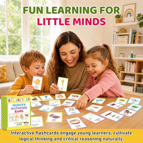 gisgfim 100 PCS Go Together Memory Matching Game Associations Learning Flashcards Educational Vocabulary Sorting Concentration Memory Card for Preschool Ages 3-8 A Fun & Fast Activities Matching Games - style: Go Together