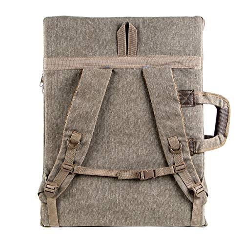 TRANSON Art Portfolio Case Artist Backpack Canvas Bag Large 26” x 19.5” - color: Khaki