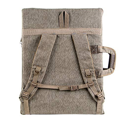 TRANSON Art Portfolio Case Artist Backpack Canvas Bag Large 26” x 19.5” - color: Khaki