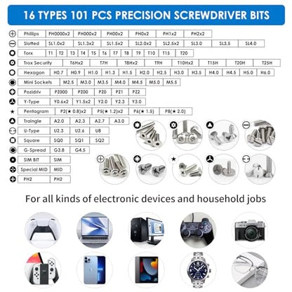 122 in 1 Precision Screwdriver Set With CR-V Steel Bits(Blue) | Magnetic Repair Tool Kit with Case for Repair Computer, Phone, PC, Cellphone, Laptop, Game Console, Watch, Glasses etc - color: Blue