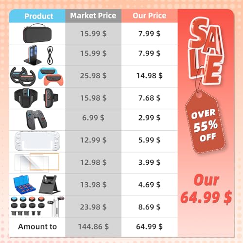 Switch 2 Accessories Bundle, 30-in-1 Kit for Nintendo Switch 2, Black | Carry Case, Controller Charger Dock, Grips for JoyCon, Steering Wheels,Wrist Band,Leg Strap, Switch 2 Console Protective Case - color: Black (30Pcs)